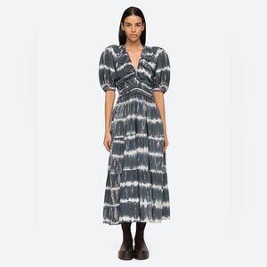 Sea New York Nadia Tie Dye Puff Sleeve Midi Dress